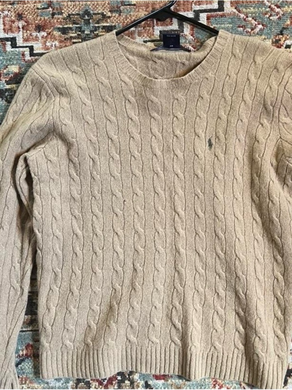 Polo by Ralph Lauren Tan Cable-Knit Crewneck Sweater